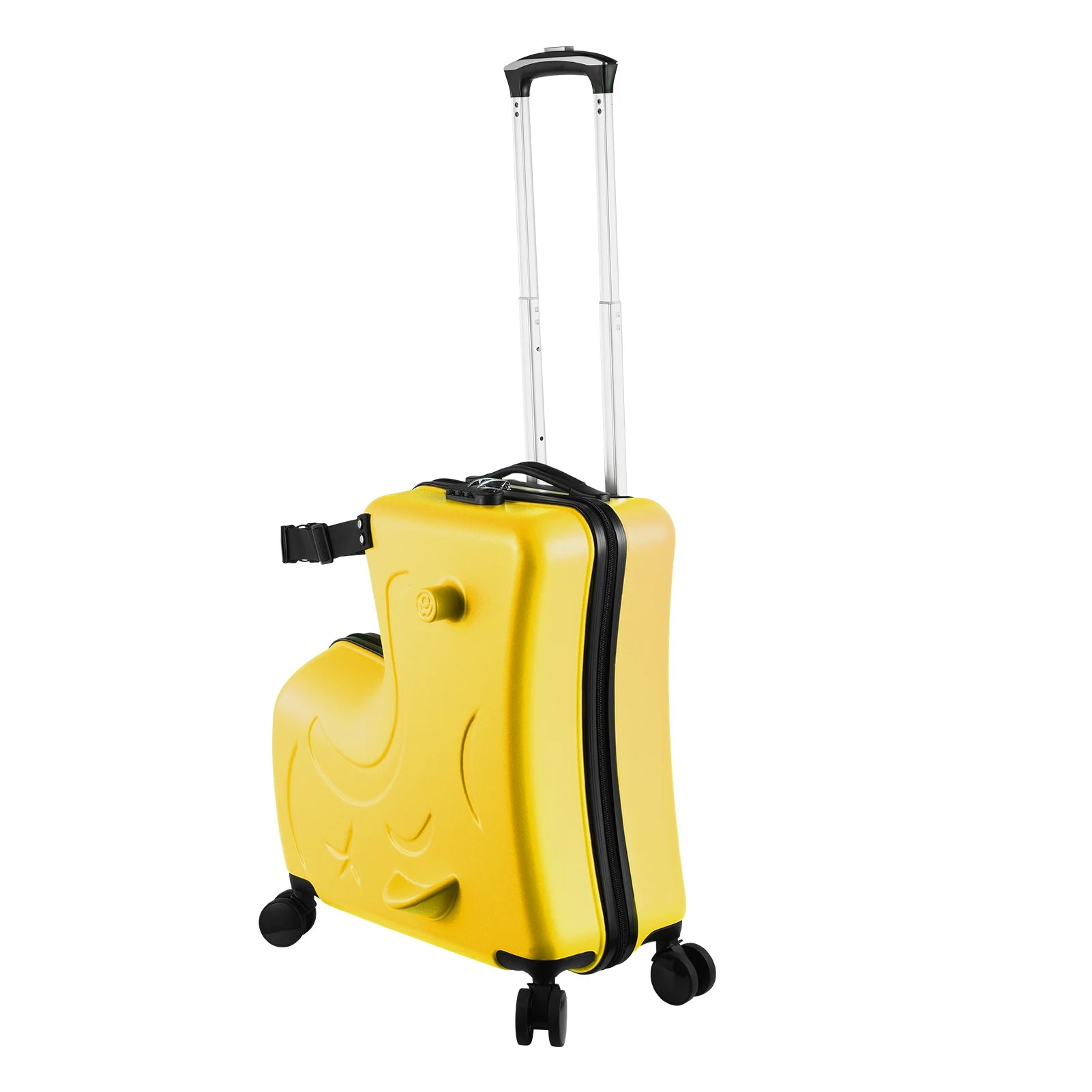 Kids Ride On Luggage 24 Inch, Toddler Travel Suitcase with Safety Belt & Wheels - Yellow Carry On for Airplane,Car Seat,Toddlers