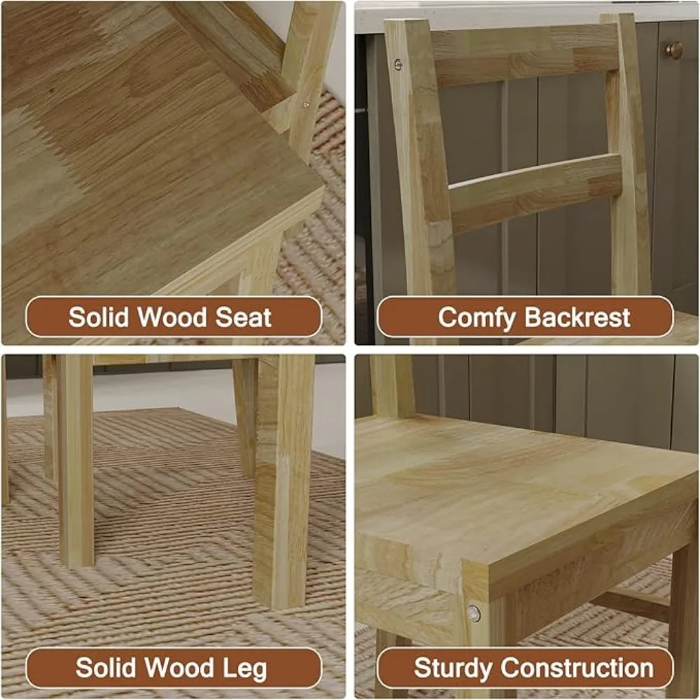 43.3 inch Solid Wood Indoor Modern Rectangular Dining Table Set for 4,Table and 4Solid Wood Dining Chairs for Kitchen,Customized