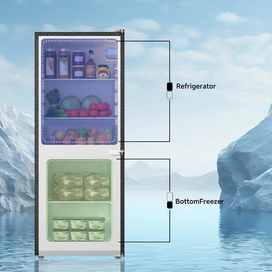 4.0 Cu.Ft Small Refrigerator with Bottom Freezer for Apartment Bedroom Dorm and Office Space-Saving Compact Double Door Fridge