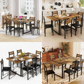 7-Piece Dining Table Set with 6 Chairs, 55" Wooden Kitchen Table & Chairs Set for 4-6, Dining Room Table and Chairs with Solid M