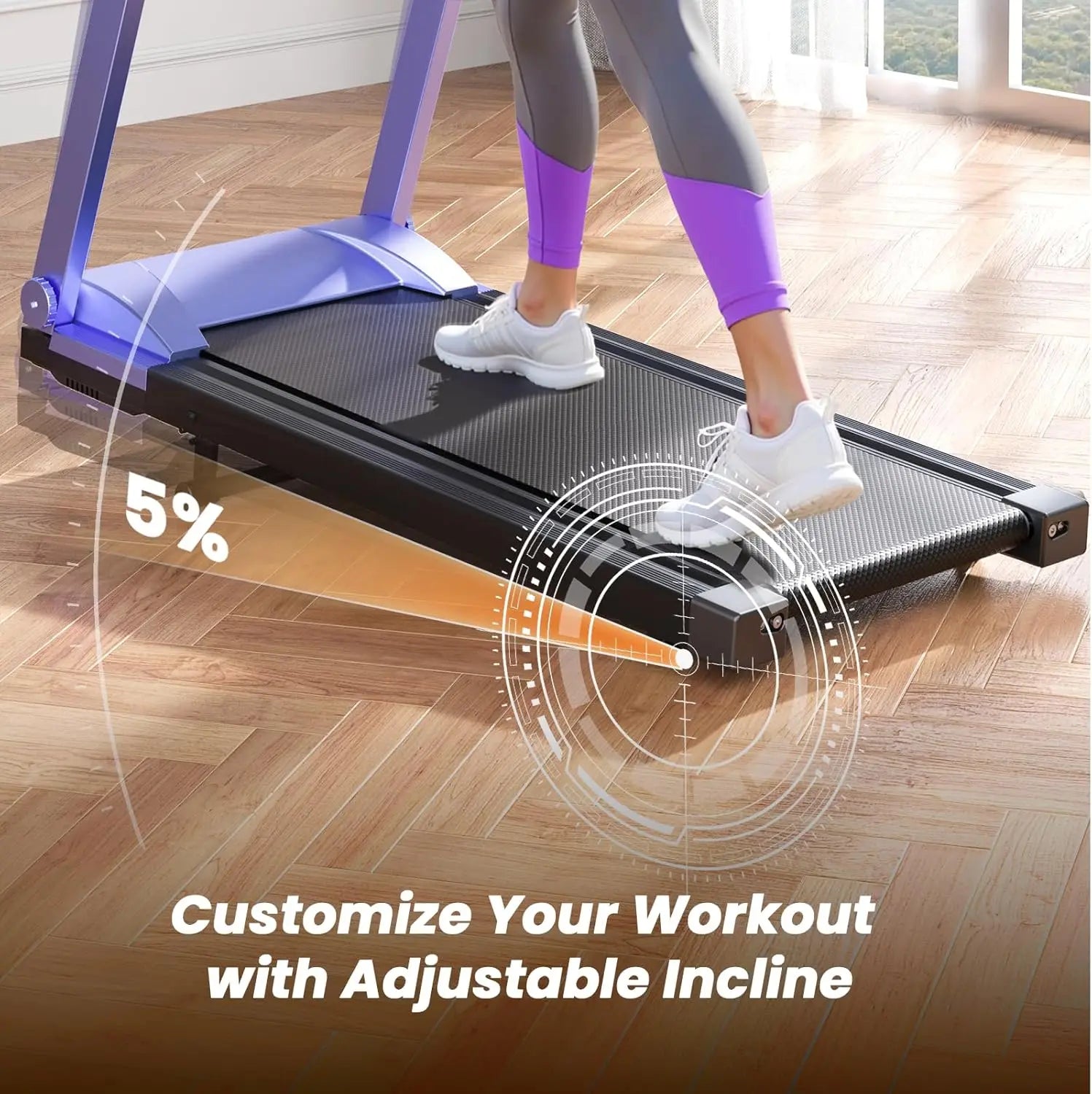 Compact 4-in-1 Folding Treadmill with Incline for Home Fitness, Supporting 300 LBS, Ideal for Small Spaces with Hand Controls
