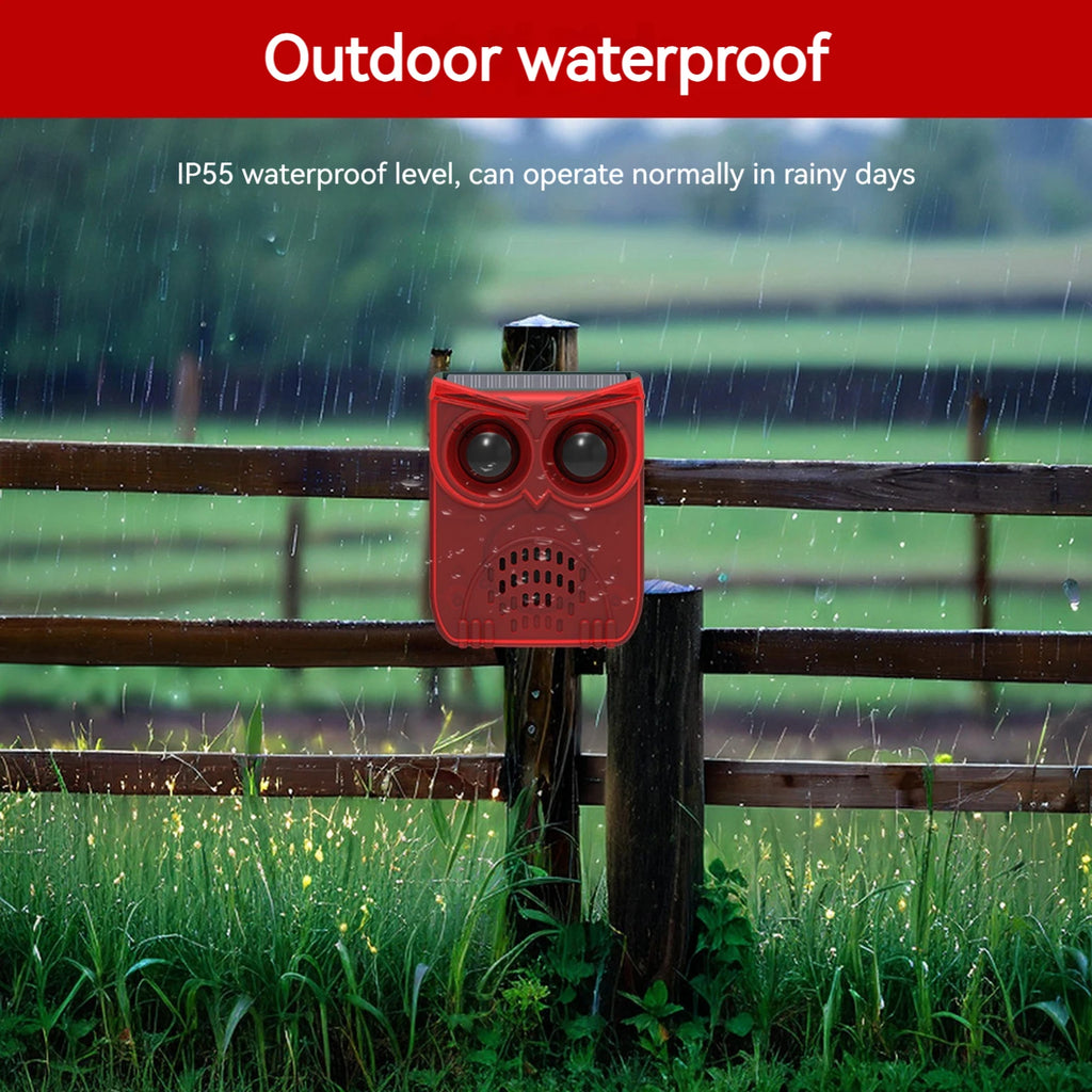 Solar Outdoor Motion Sensor Alarm Waterproof Home Security Alarm Dog Barking&Gunshot Sound Loud Noise Maker for Yard Farm Garden