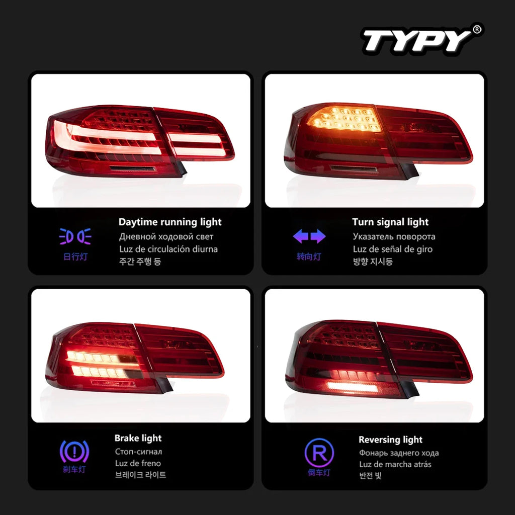 TYPY Car Accessories For 2006-2013 BMW M3 E92 Tail Light 330i 335i Car Lights LED  Rear Stop Lamp DRL Brake Signal Reversing