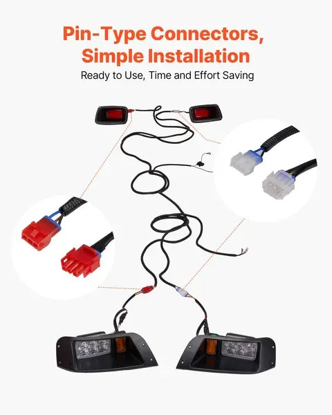 12 Cart LED Headlight Tail Light Kit For Club Car DS 1993-Up Models