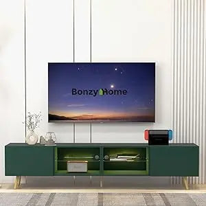 86" LED TV Stand, Modern Entertainment Center up to 75" 80" TV, Television Console Table with Storage Cabinets for Living Room,