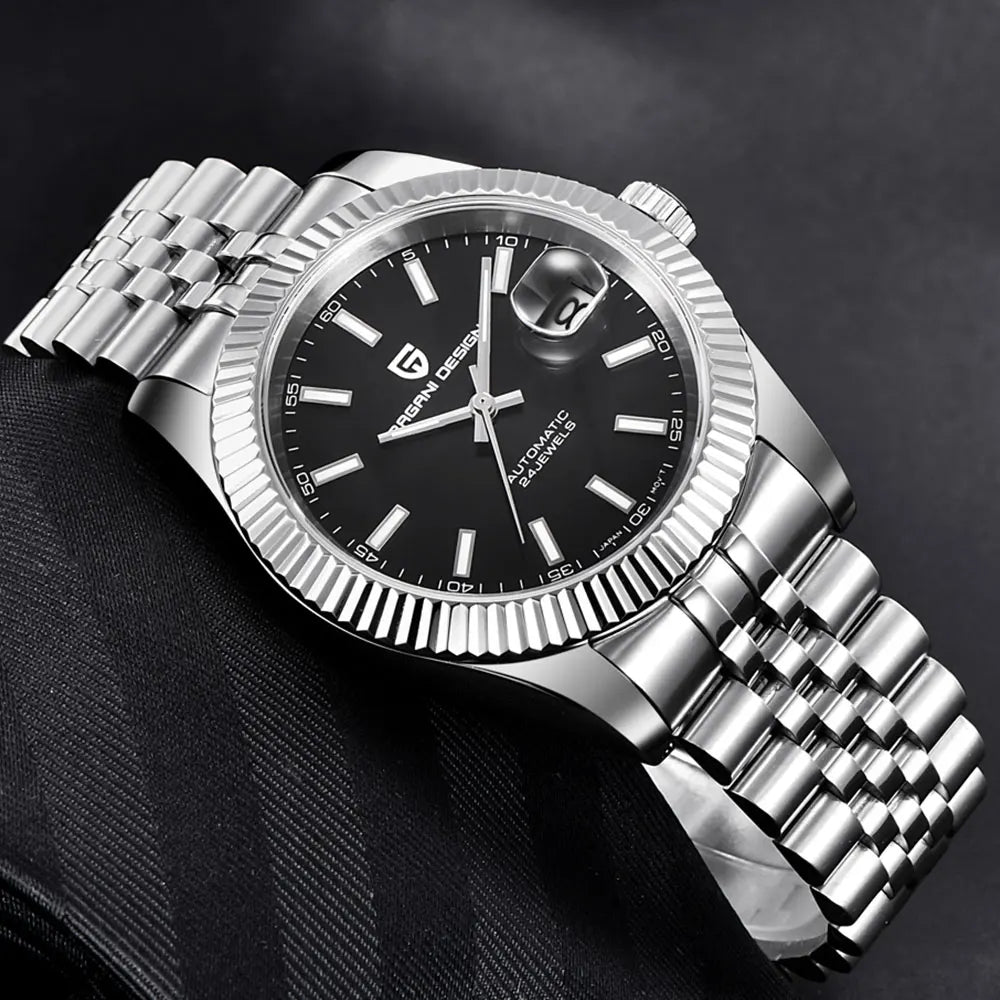 PAGANI DESIGN Mechanical Watch Men Top Brand Sapphire Automatic Watch Stainless Steel 100M Waterproof Men Watch Gift RelojHombre