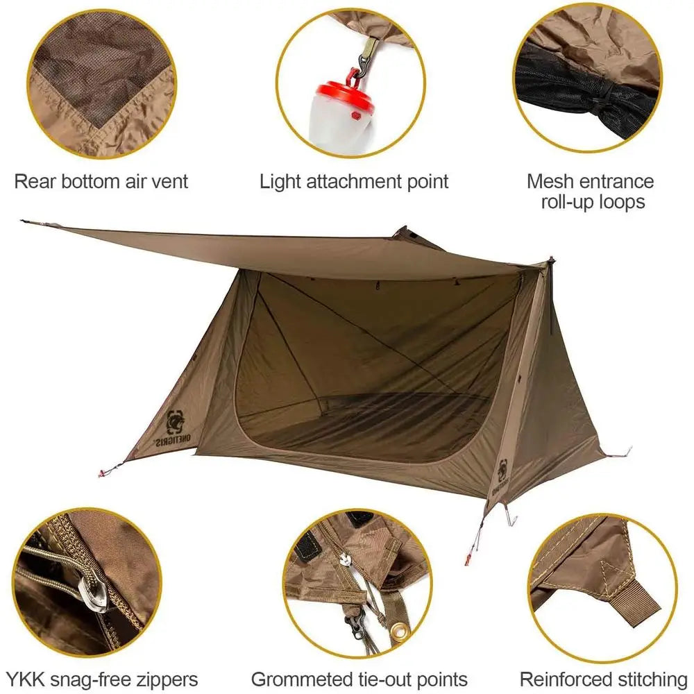 Ultralight Bushcraft Shelter 2.0: Lightweight Camping Tent with Porch for Hiking, Backpacking, Motorcycle, and Kayaking Adventur