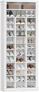 39-Pair Wooden Shoe Organizer Cabinet with 13 Tier Cubby Storage for Closet