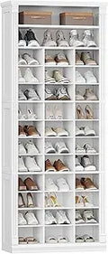 39-Pair Wooden Shoe Organizer Cabinet with 13 Tier Cubby Storage for Closet