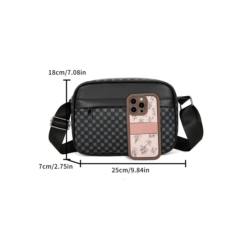 Men's Casual Lightweight Business Shoulder Bag PU Leather Messenger Comfortable Wide Strap Crossbody Designer Male