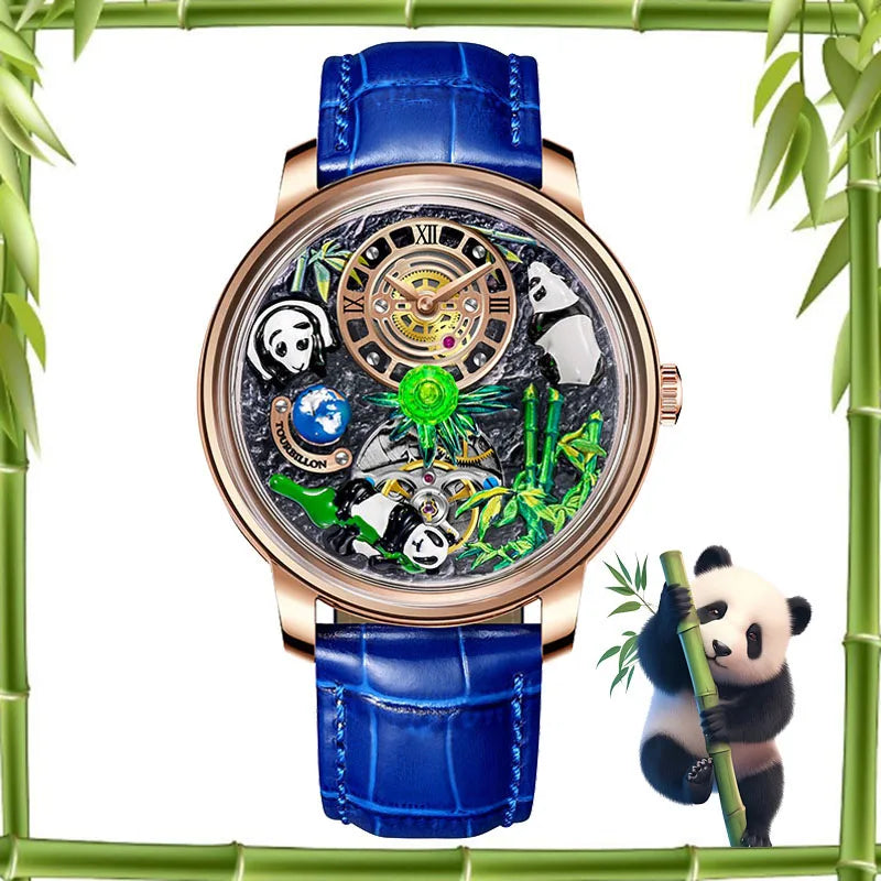 PINDU New Men Wristwatches Top Brand Luxury Mechanical Watch Panda Paradise Watch Men Stainless Steel Waterproof M2791B Movement