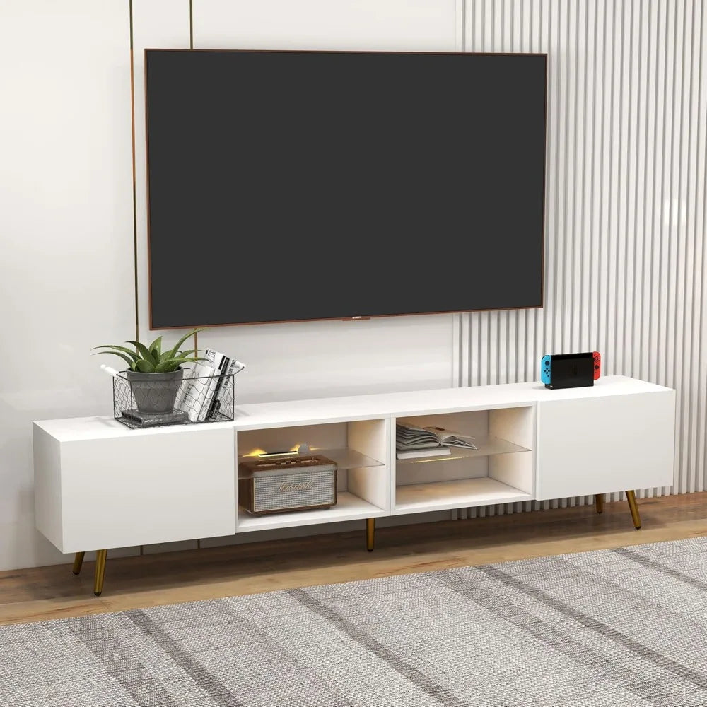 86" LED TV Stand, Modern Entertainment Center up to 75" 80" TV, Television Console Table with Storage Cabinets for Living Room,