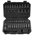 VEVOR Impact Sockets Set 55pcs 6-Point 1/4' Drive Bit Ratchet Tool Kit Case