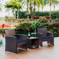 Wicker Patio Furniture Set 3 Piece Bistro Table and Chairs Set of 2, Front Porch Furniture Set, Patio Chairs Set of 2, Outdoor P