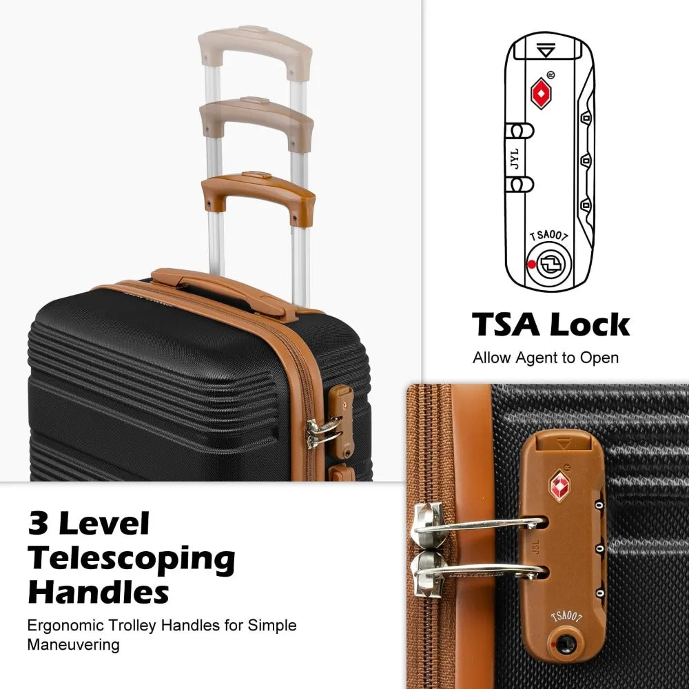 6-piece abs+pc hardshell luggage set with spinner wheels, lightweight suitcase set with tsa lock and ykk zipper