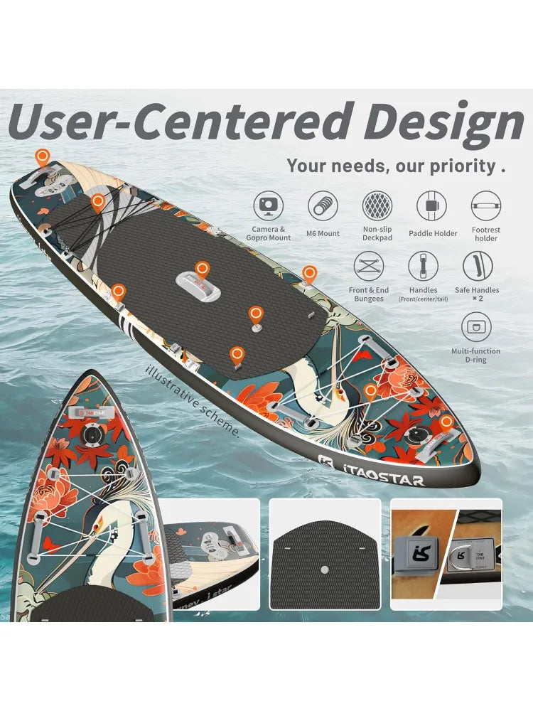 11'6" x 35" Inflatable Stand Up Paddle Board with Seat- Stable SUP Board for Adults - Portable Paddleboard for Yoga, Sur