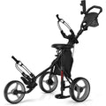 Golf Push Pull Cart with Seat Lightweight Foldable Collapsible 3 Wheels Push Cart Golf Trolley with Foot Brake Adjustable Umbre