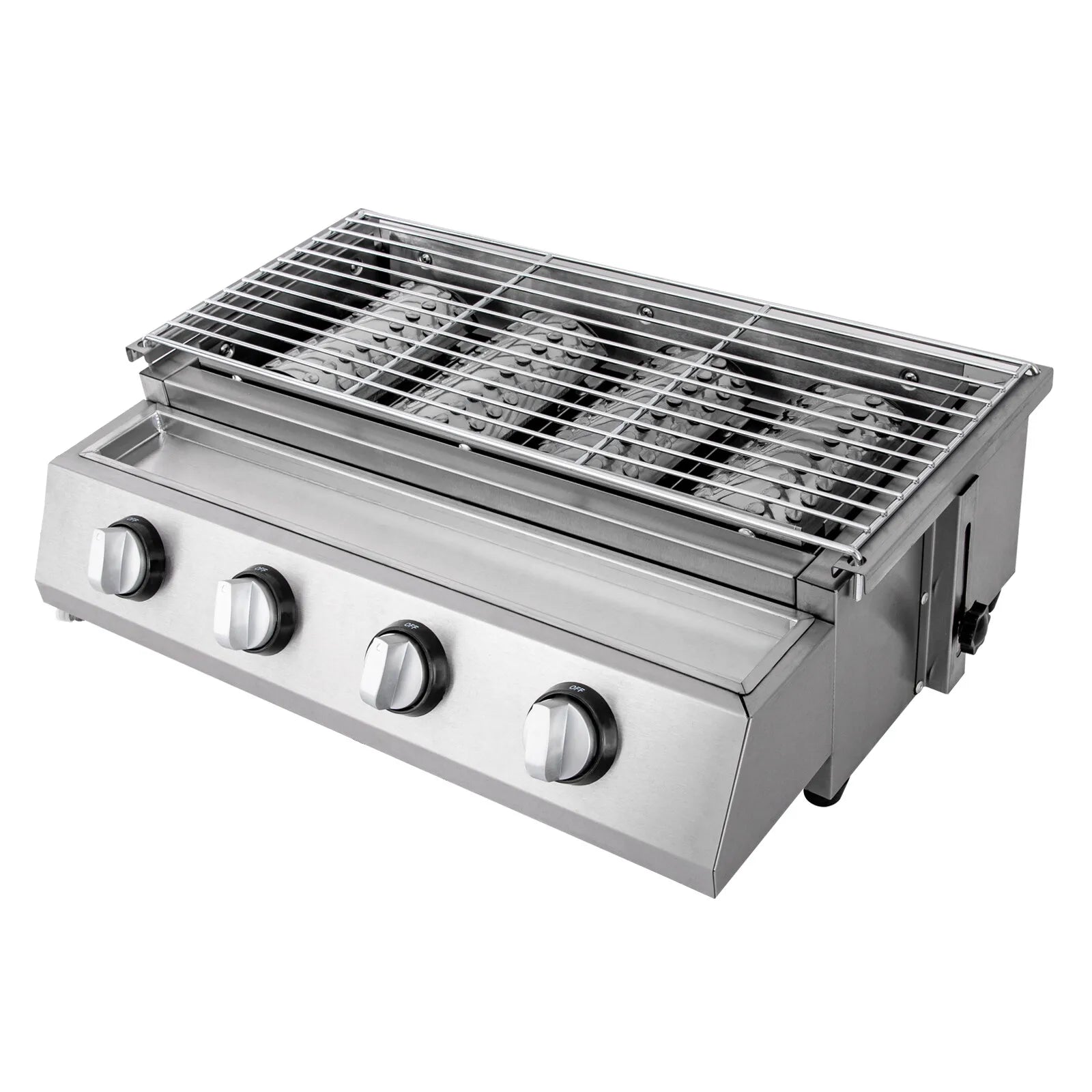 Tabletop Gas Grill Stainless Steel Barbecue Stove Portable LPG Gas BBQ Great Barbecue Cooker Small Grill Griddle for Camping