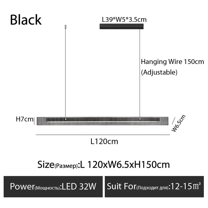Black Modern Luxury LED Pendant Lamp for Kitchen Island Bedroom Restaurant Chandelier Decoration Bar Counter Suspension Lighting