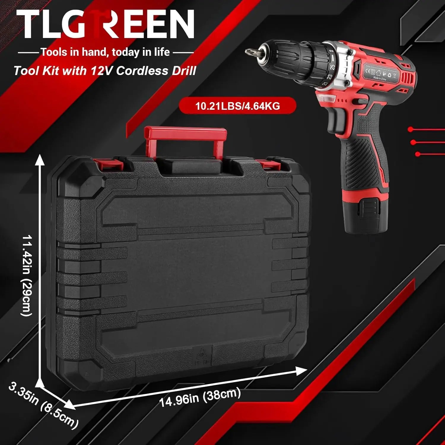 138 Pcs Tool Set with 12V Cordless Drill –Power Hand Tool Kit with Magnetic Drill Bit Set, 2-Speed Control & Fast Charging
