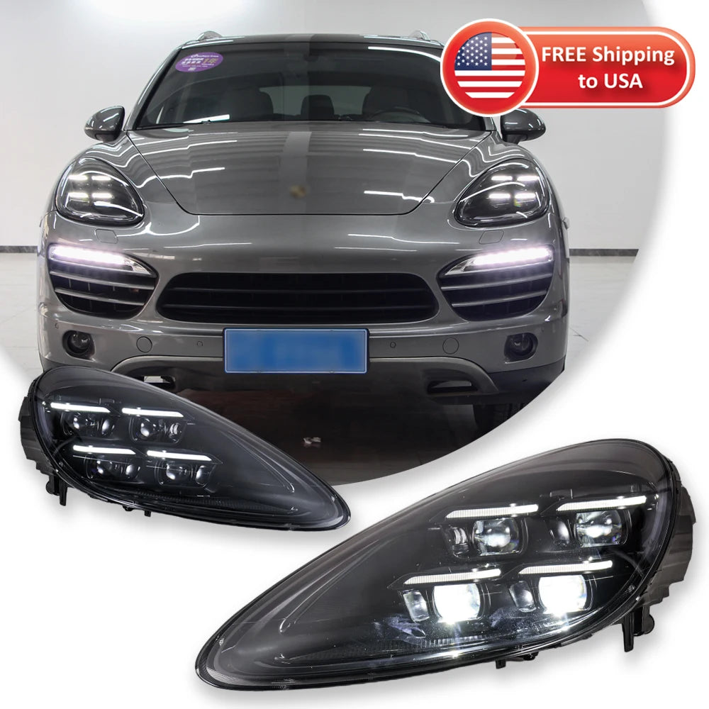 Car Accessories For Porsche Cayenne Headlights 2011-2017 958 LED Laser Matrix Head Lamps Upgrade 2024 Style