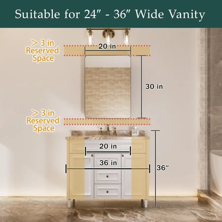 Medicine Cabinets for Bathroom with Mirror 20 x 30 inch Large Surface Wall Mount Mirrored Vanity Chest with Storage Matte Black