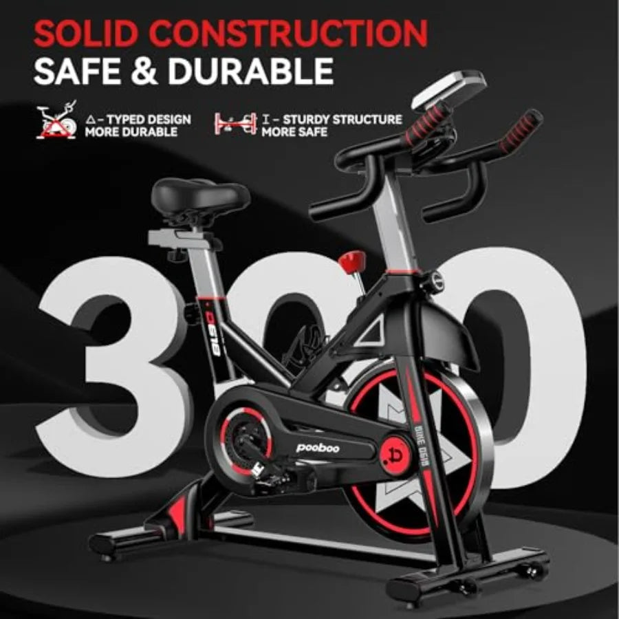 Exercise Bike Stationary Bike for Home Gym Indoor Cycling Bike with Comfortable Seat Cushion and Tablet Mount Silent Belt Drive