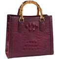 Pattern Leather Womens Bag Real Bamboo TopHandle Satchel Handbags Portable Tote Bag Shoulder Messenger Bags