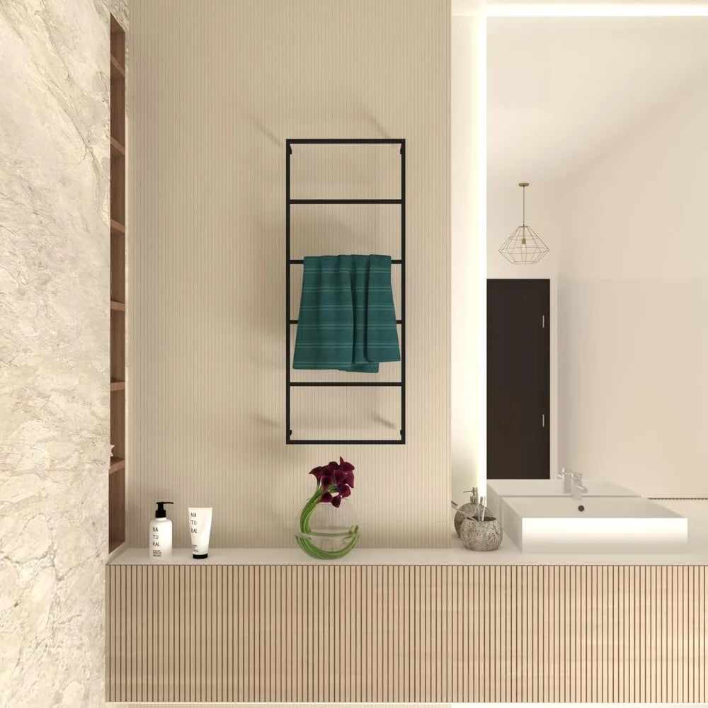 Stylish Wall-Mounted 6-Tier Towel Rack - Rustproof and Compact for Efficient Drying, Ideal for Contemporary Farmhouse Decor