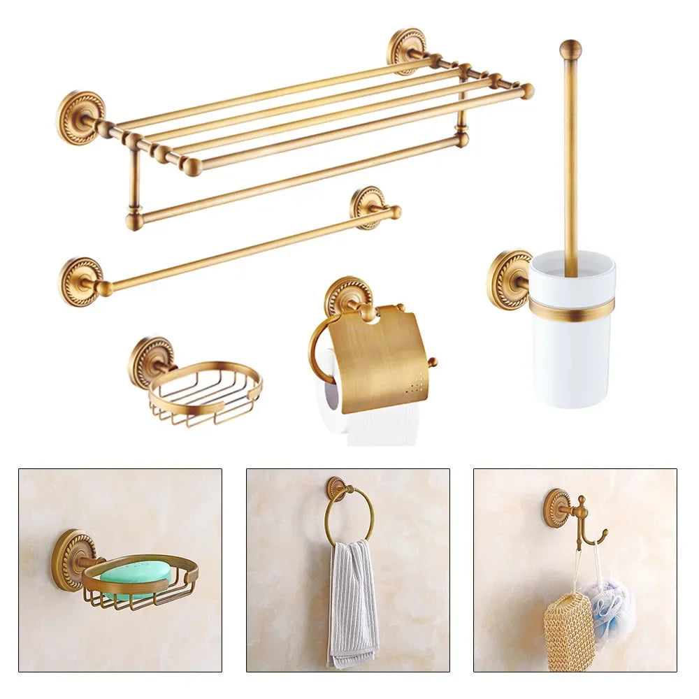 7PCS Luxury Bathroom Accessories Set - Modern Toilet Paper Holder, Soap Dispenser, Towel Rack, Brush Holder, Bathroom Decor