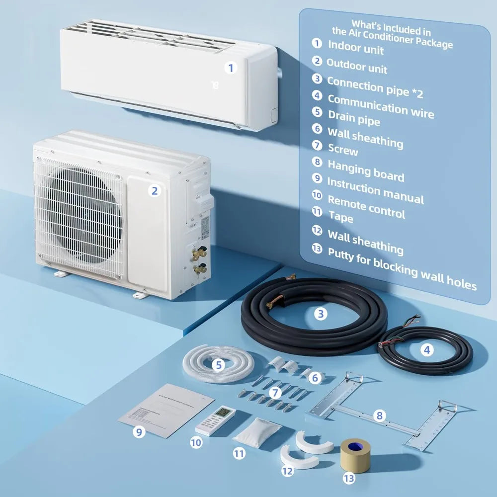 12000BTU Mini Split Air Conditioner& Heater, 17 SEER2  Wall-Mounted AC Unit Cools Rooms up to 750 Sq. Ft, Energy Efficient