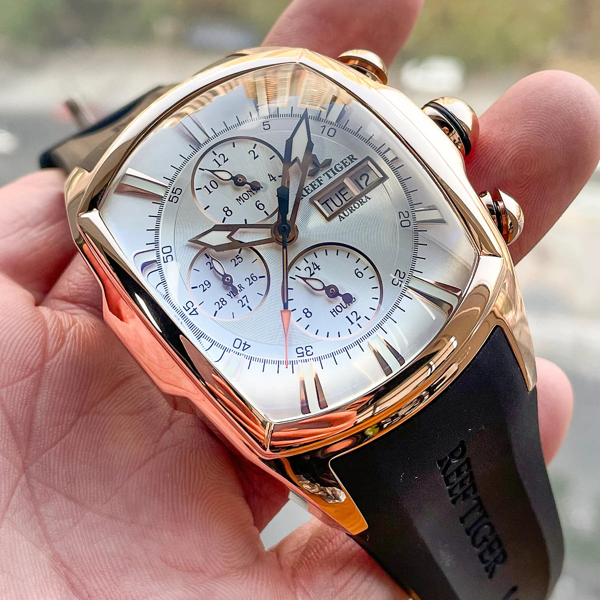 reef tiger brand men's fully automatic mechanical watches, business men's watches, fashionable men's sports watches, Valentine's