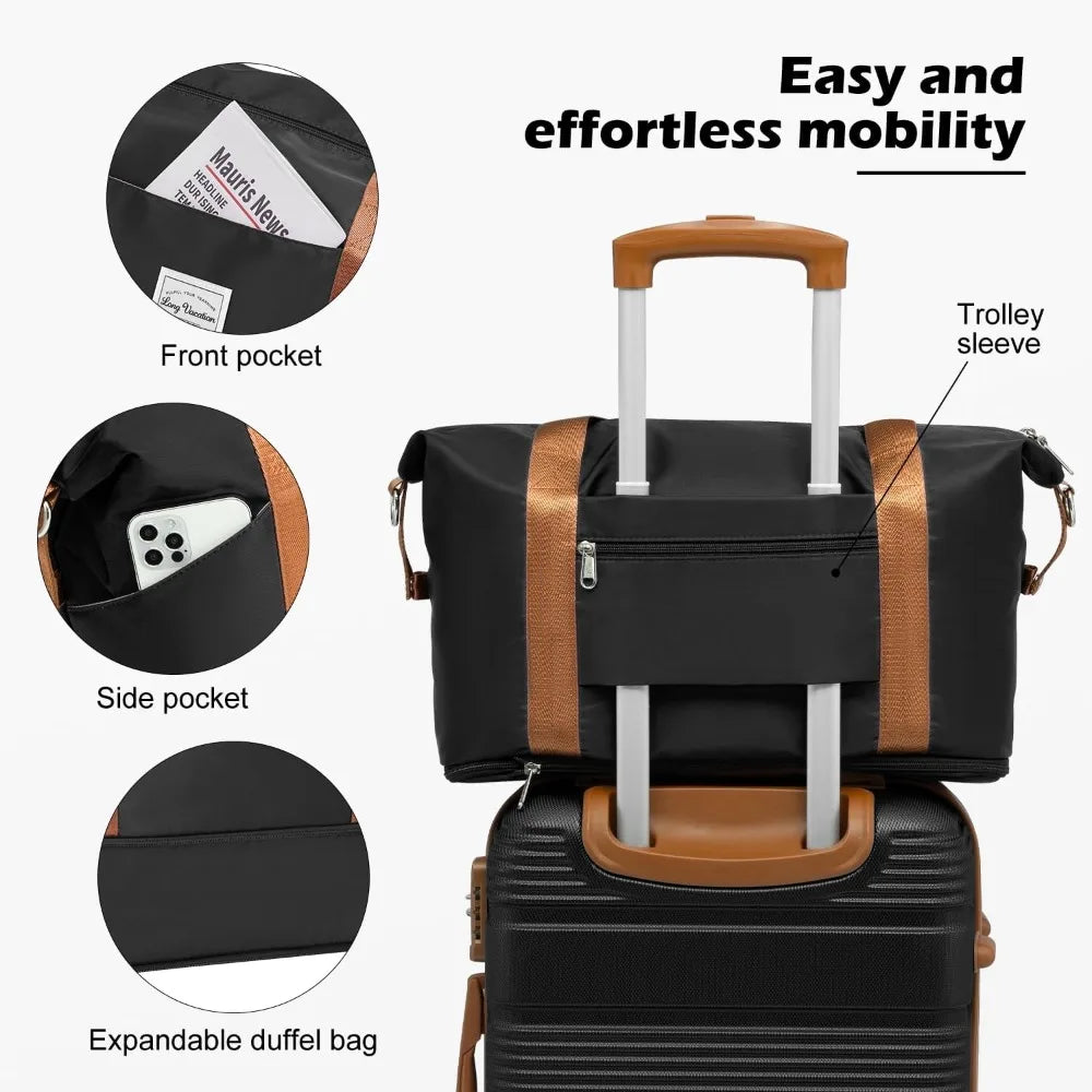 6-piece abs+pc hardshell luggage set with spinner wheels, lightweight suitcase set with tsa lock and ykk zipper