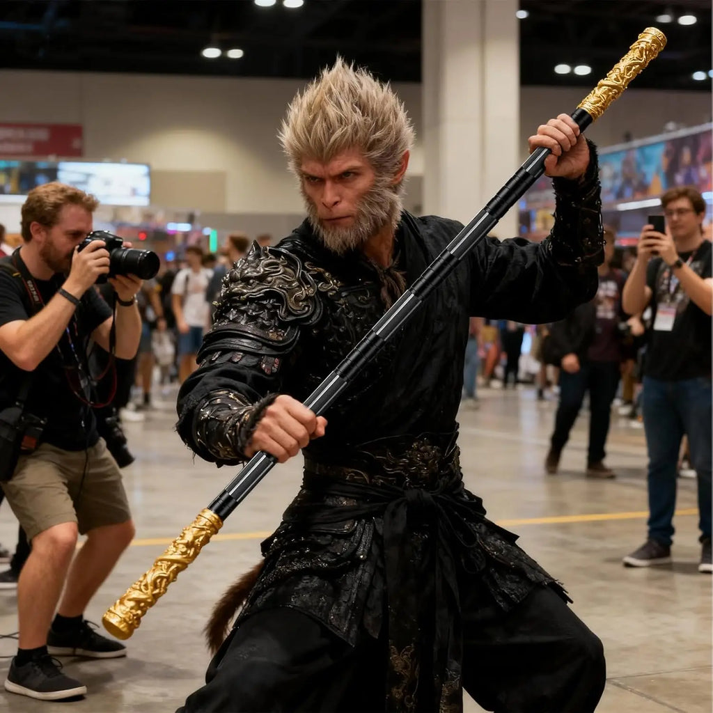 Tactical Hiking Stick, 53' Trekking Poles with Black Myth Wukong Handle, Aluminum Alloy Walking Stick for Hiking & Cosplay