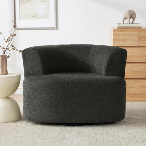 360-Degree Swivel Accent Armchair with Lambswool Fabric and Durable Base
