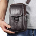 Portable Men Messenger Bags Cowhide Leather Belt Waist Pack Fashion Simple Multi-pockets Casual for Outdoor Sport