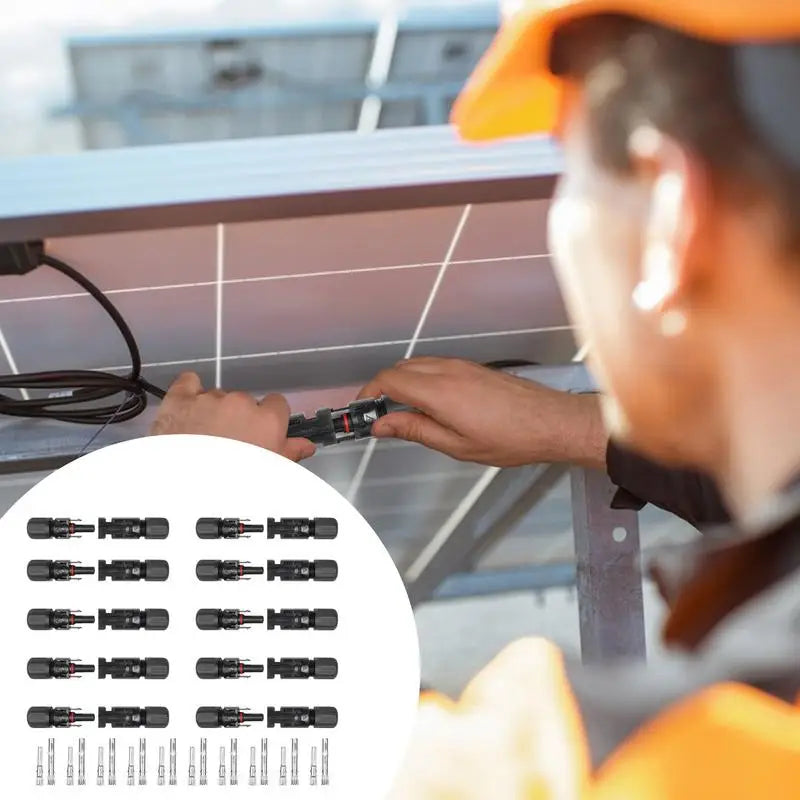 Solar Panel Cable Connectors 10 Pairs Solar Extension Cable Connectors Waterproof Dustproof Connector Solar Cable Parallel