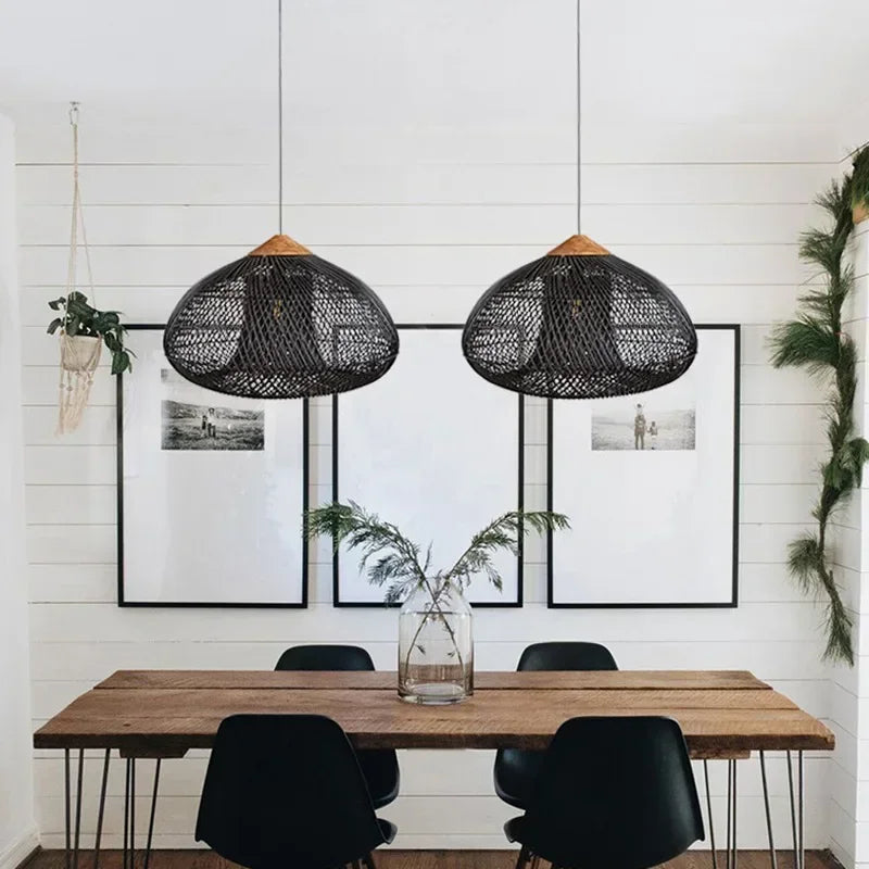 Designer Pendant Lamps Vintage Handmade Rattan Led Light Japanes Style Lighting for Kitchen Island Loft Dining Room