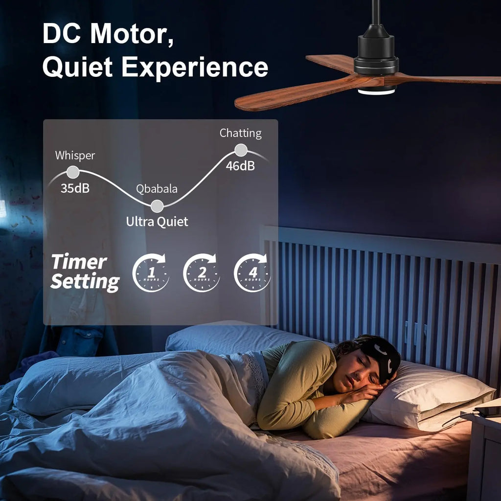 52" Ceiling Fans with Light Remote Control Outdoor Wood Ceiling Fans with LIght for patios Noiseless Reversible DC Motor