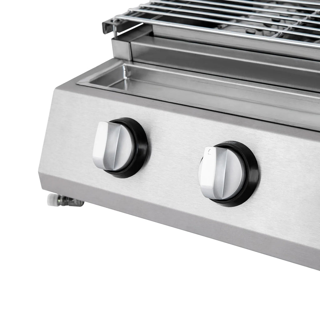 Tabletop Gas Grill Stainless Steel Barbecue Stove Portable LPG Gas BBQ Great Barbecue Cooker Small Grill Griddle for Camping