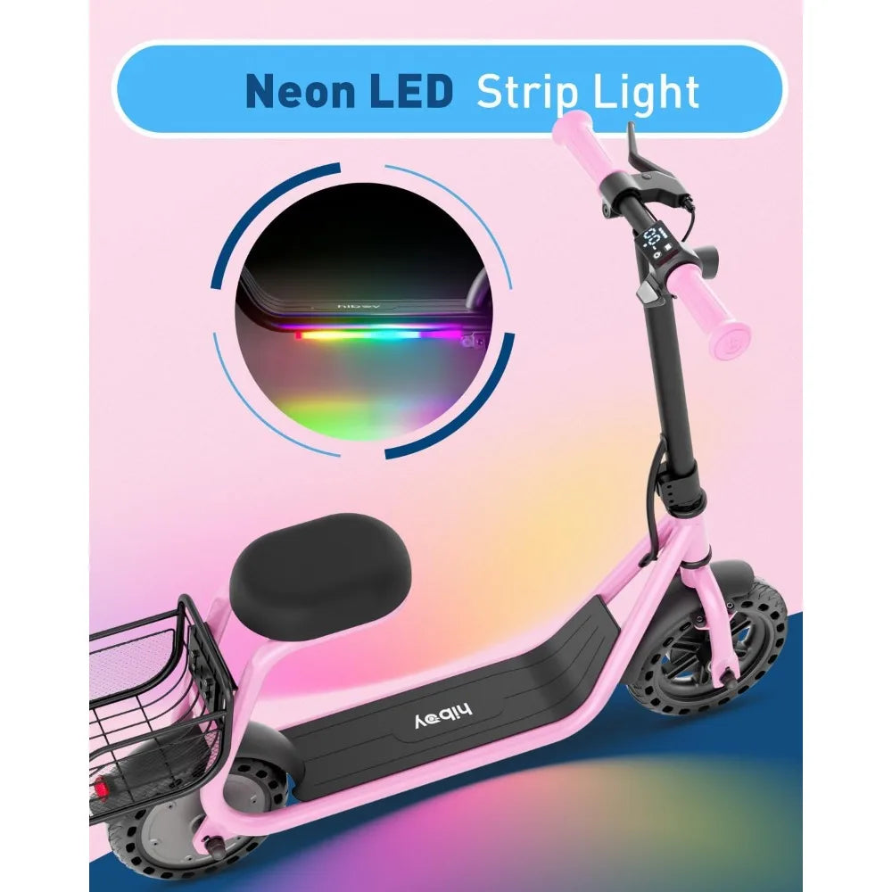Child Electric Scooter with Seat, UL Certified, 100W Motor, 9.3 MPH, 3-Speed Adjustable, Suitable for Ages 4-10