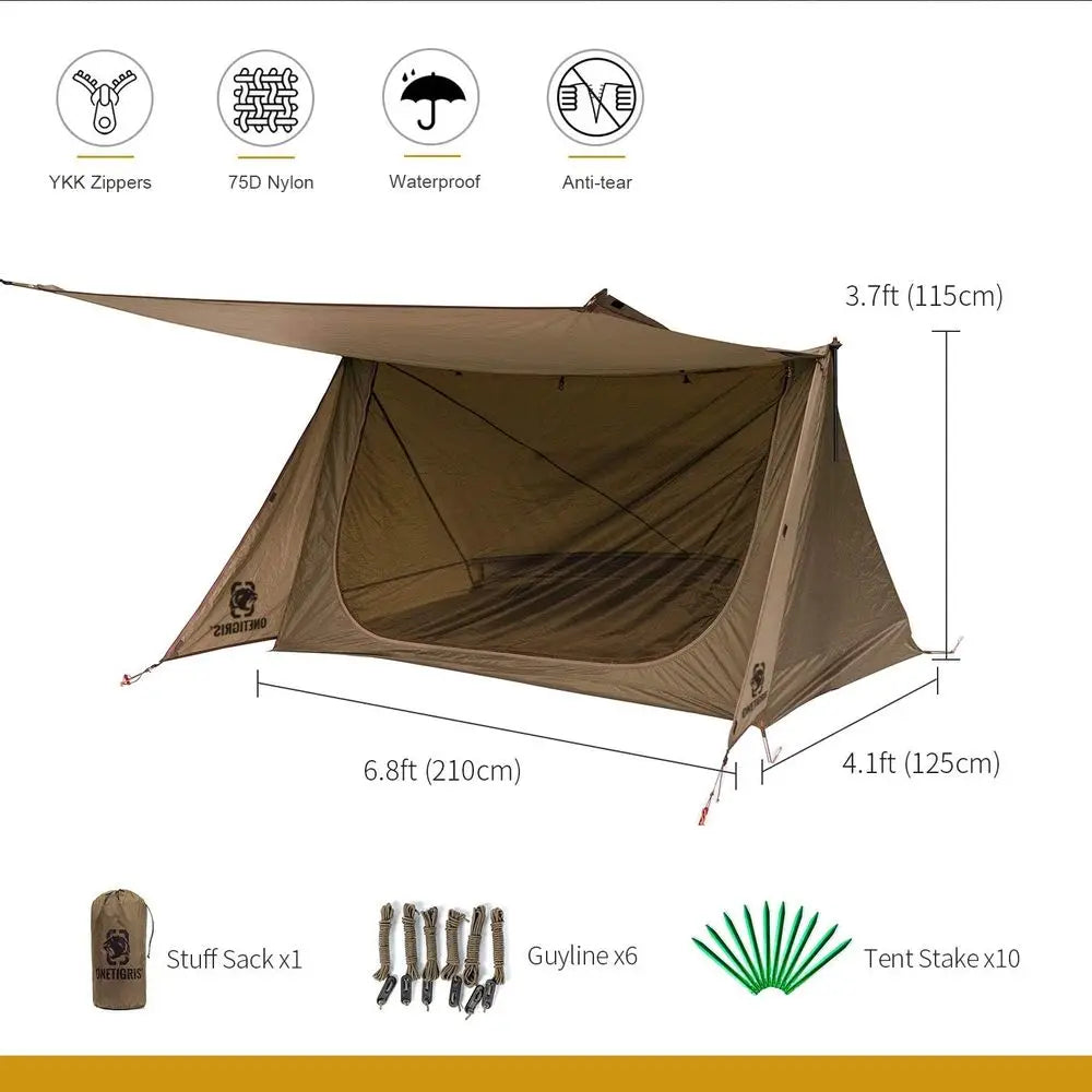 Ultralight Bushcraft Shelter 2.0: Lightweight Camping Tent with Porch for Hiking, Backpacking, Motorcycle, and Kayaking Adventur