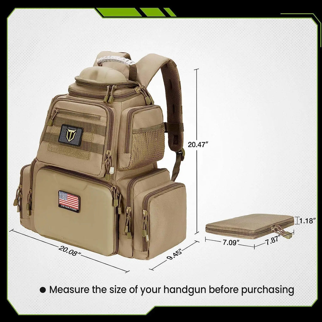Tactical Range Backpack Bag for Gun and Ammo with Pistol Case