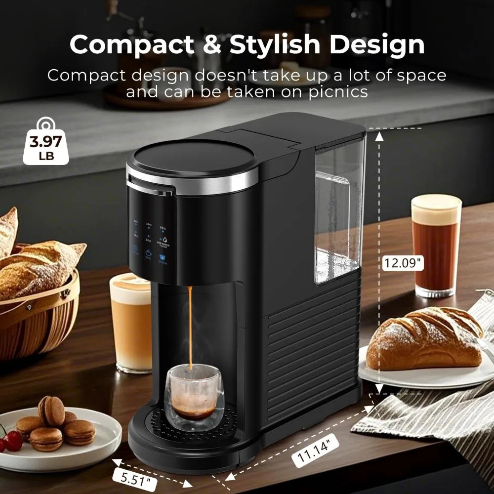 Single Serve Coffee Maker K Cup 2 in 1 Coffee Machine with Ground Coffee & Pods Coffee, 6 to 14 Oz Brew Sizes,Mini One Cup Drip