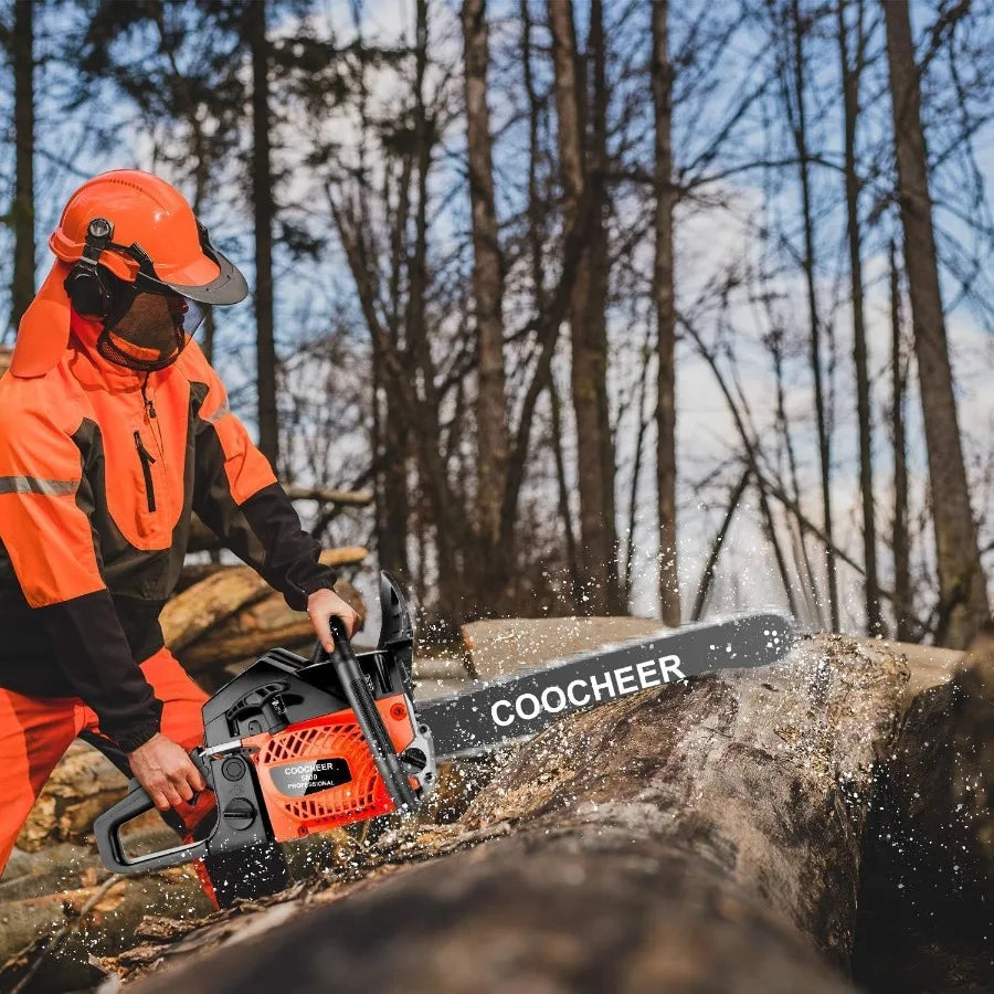 COOCHEER Gas Chainsaw Powered 62CC 3.5-HP 2-Cycle Gas Chainsaw 20 Inch with Tool Kit Carrying Bag for Tree Cutting and Trimming