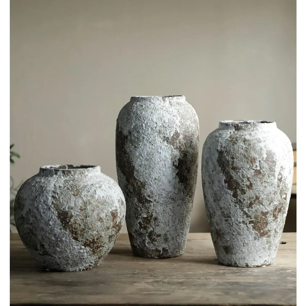 Large Rustic Ceramic Vase, Tall Vintage Floor Vase for Farmhouse Living Room Decor, Kitchen Table Centerpieces, Entryway Decorat