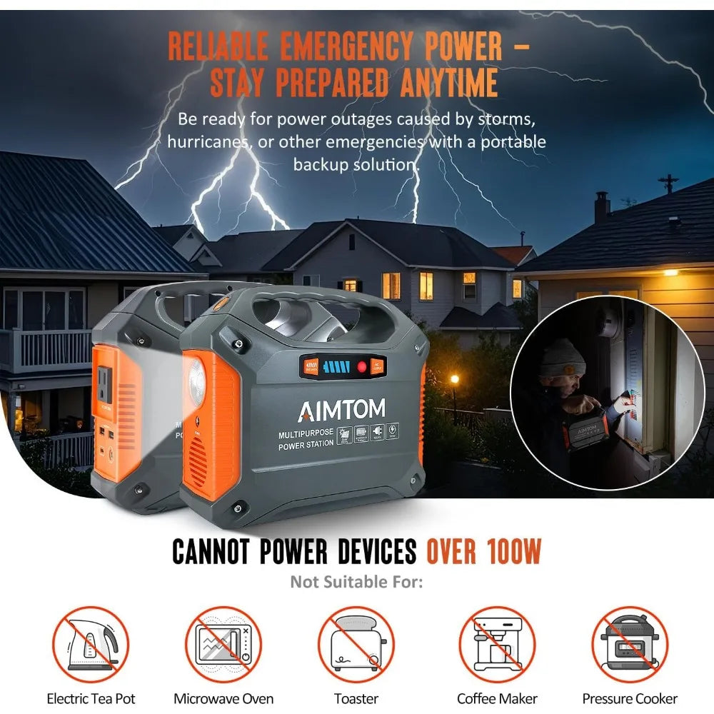 155Wh Portable Power Station with Solar Charging, 42000mAh Backup Battery for Camping, Home, RV & Travel
