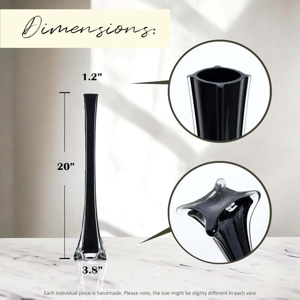 Black Eiffel Tower Vases Set of 6, 20-Piece Flower Centerpieces for Weddings and Decorations