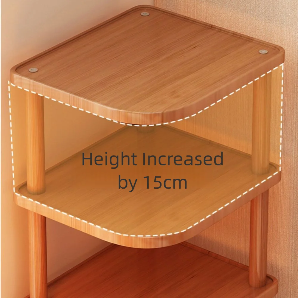 2/3/4 Tier Desktop Corner Stand Stackable Vertical Design Wood Book Shelf Space Saving Easy Assembly Countertop Organizer