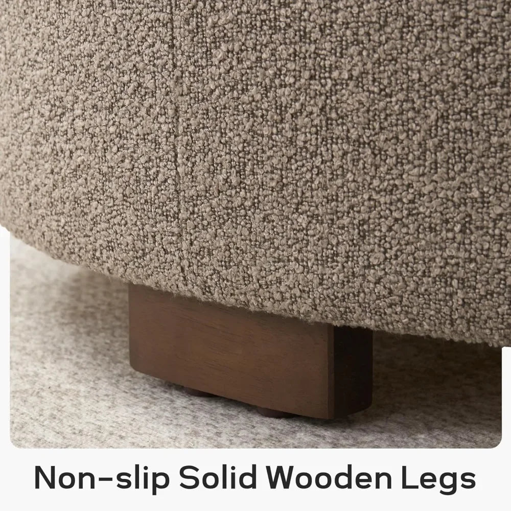 30 Inch Round Storage Ottoman Coffee Table, Modern Boucle Ottoman with Lift-Off Lid and Solid Wood Legs for Living ，Customized